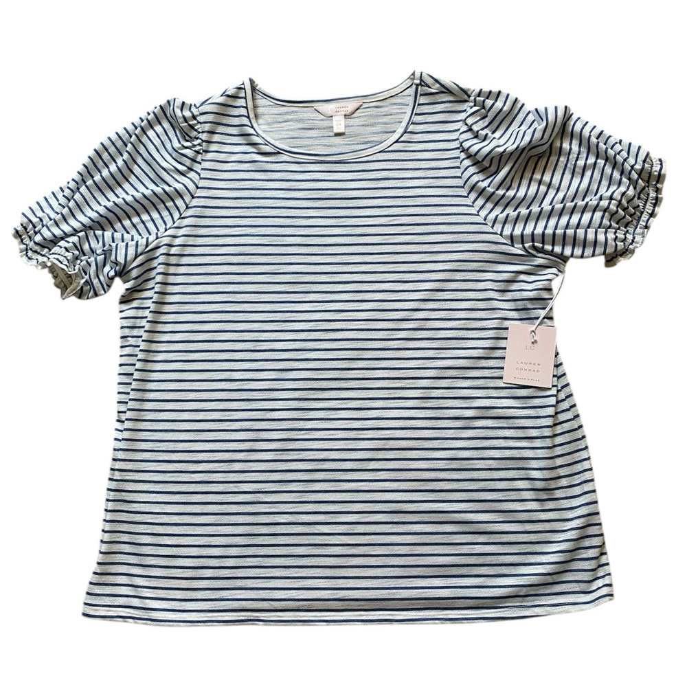 NWT LC Lauren Conrad Plus Blue and White Striped Top